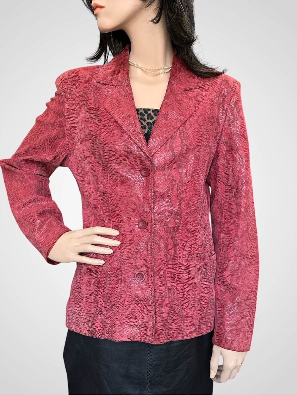 Vintage Y2K Red Snakeskin Leather Jacket